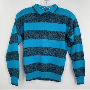 Vintage silver unicorn striped sweater‎ layer look